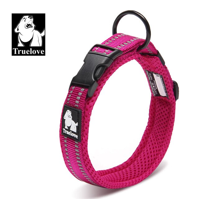 Truelove Adjustable 3M Reflective Mesh Dog Collar - All-Weather, 8 Sizes