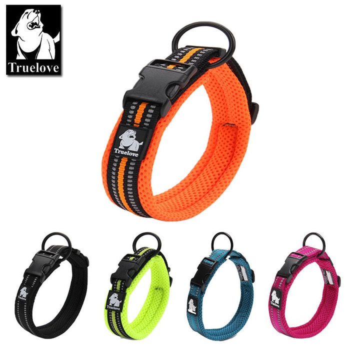 Truelove Adjustable 3M Reflective Mesh Dog Collar - All-Weather, 8 Sizes